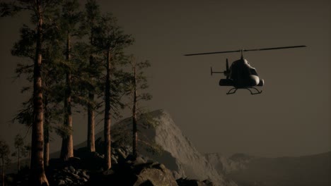 extreme-slow-motion-flying-helicopter-near-mountain-forest